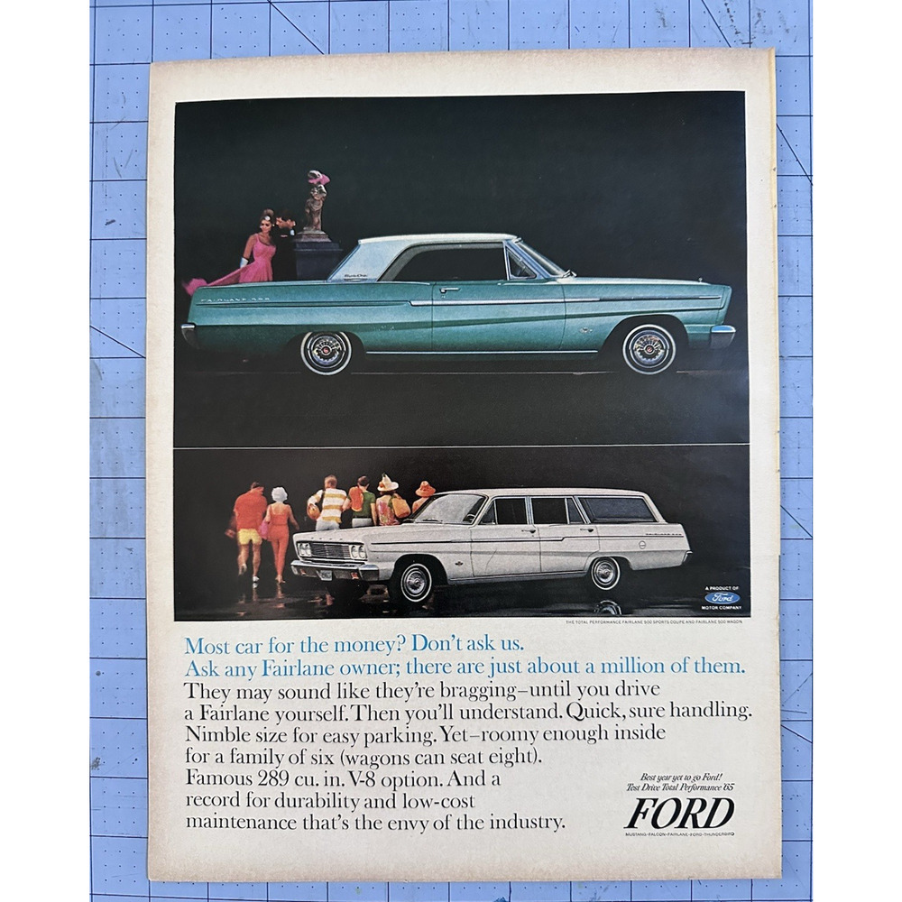 1964 Print Ad Ford Fairlane Ford Motor Company Automobile Vintage